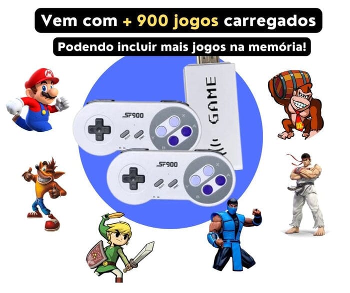 Super Game Stick Retrô com 4500 jogos nostálgicos