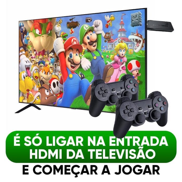 Super Game Stick Retrô - 10.000 Jogos 4K + 2 Controles